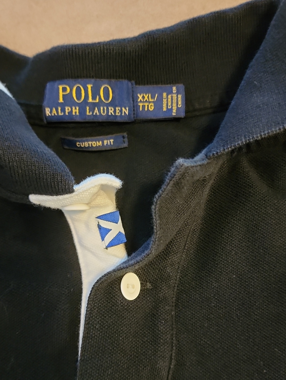 Ralph Lauren Blackwatch Black Polo Team Rugby Shirt with White & Red Accents - Picture 2 of 4
